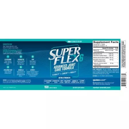 Newton Everett Superflex6 Complejo de cuidado de la articulación de glucosamina avanzada 150 tabletas