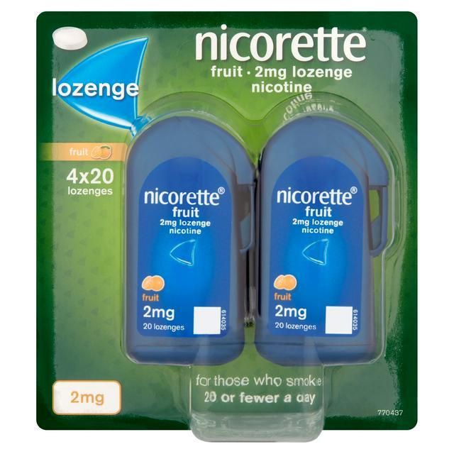 Nicorette Fruit 2mg Lozenge Nicotine 4 x 20 Lozenges (Stop Smoking Aid) - welzo