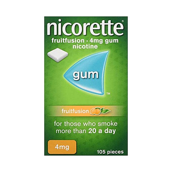 Nicorette Fruitfusion 4mg Gum Nicotine 105 Pieces (Stop Smoking Aid) - welzo