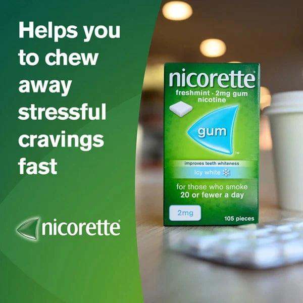 Nicorette Icy White Gum Nicotine (Stop Smoking Aid) - welzo