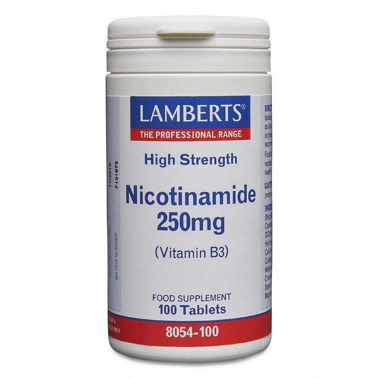 Nicotinamide (Vitamin B3) 250mg - 100 Tablets - Lamberts - welzo