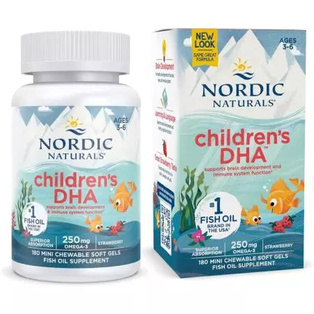 Nordic Naturals Kinder DHA 250mg Omega3 180 Mini Softgels (Erdbeere)