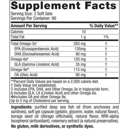 Nordic Naturals Täydellinen Omega 3,6,9 Junior 180 mini Softgels (sitruuna)