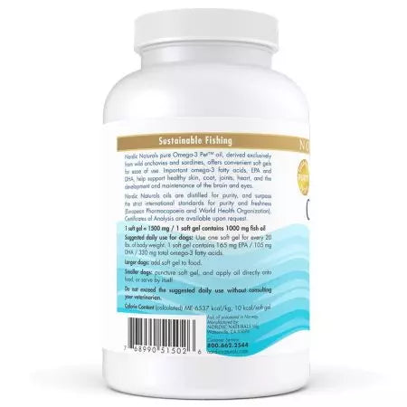 „Nordic Naturals Omega3 Pet 180“ minkštai