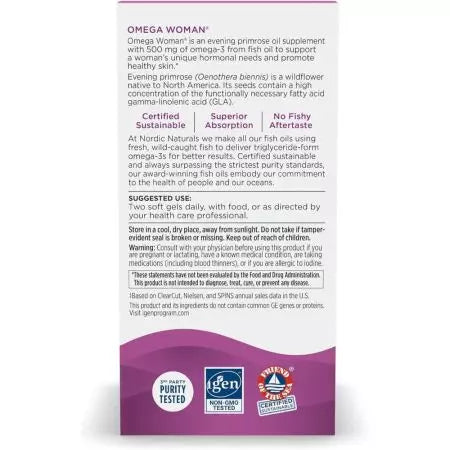 Nordic Naturals Omega -vrouwen met avond primrose -olie 120 softgels (citroen)