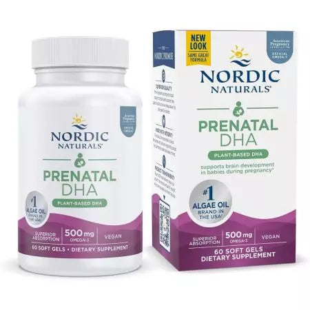 Nordic Naturals Vegan pré -natal dha 500mg ômega3 60 softgels