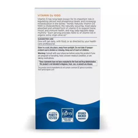 Nordic Naturals Βιταμίνη D3 1000IU 120 Mini Softgels (πορτοκαλί)