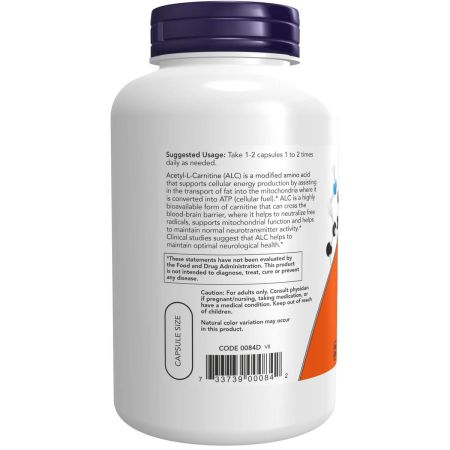 Nu fødevarer acetyll carnitine 500 mg 200 veg -kapsler