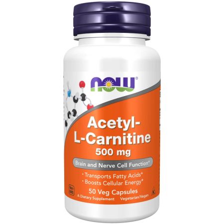 Τώρα τα τρόφιμα Acetyllcarnitine 500 mg 50 veg κάψουλες