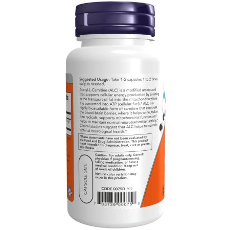 Nu fødevarer acetyllcarnitine 500 mg 50 veg -kapsler