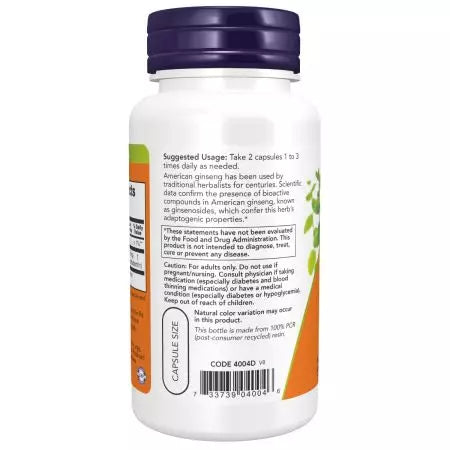 Ahora Foods American Ginseng Extract 500 mg 100 Cápsulas de vegetales