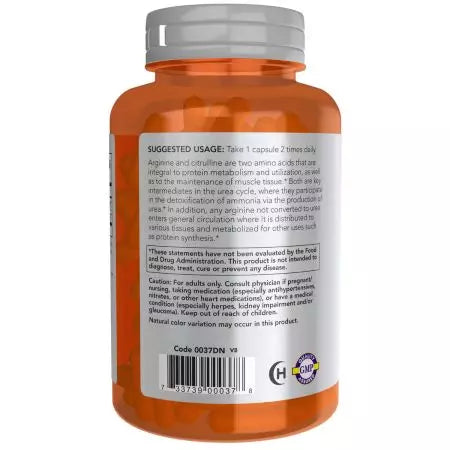 Ora alimenti arginina e citrullina 500mg / 250mg 120 capsule vegetali