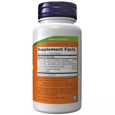 Agora alimentos Black Cohosh Root 80 mg 90 cápsulas de vegetais