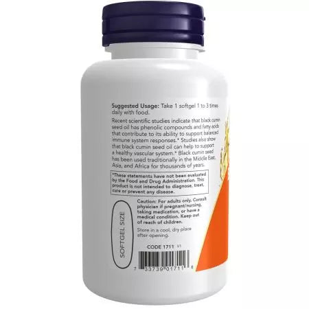 Nu voedsel zwart komijnzaadolie 1000 mg 60 softgels