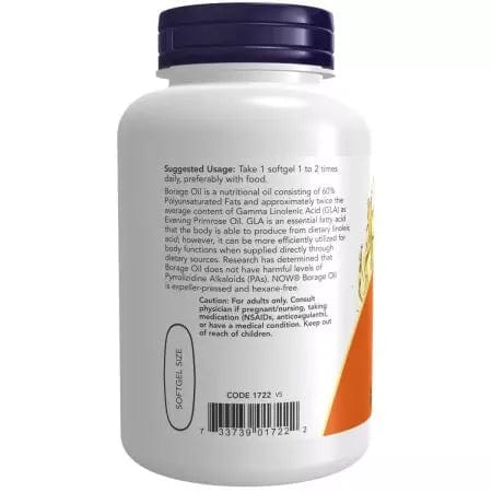 Now Foods Borage Oil 1000 mg with 240mg of GLA 120 Softgels