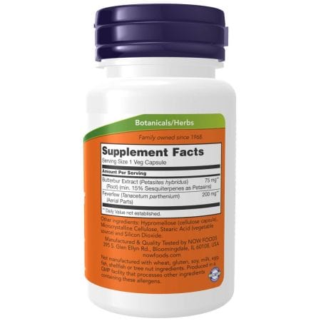 Now Foods Butterbur with Feverfew 60 Veg Capsules