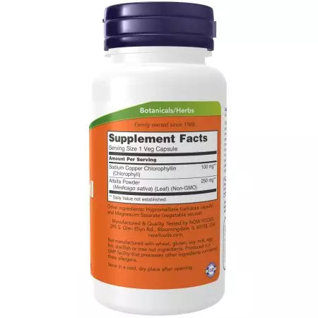 Nu fødevarer chlorophyll 100 mg 90 veg -kapsler