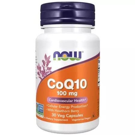 Τώρα τα τρόφιμα CoQ10 100 mg με κάψουλες Hawthorn Berry 30 Veg