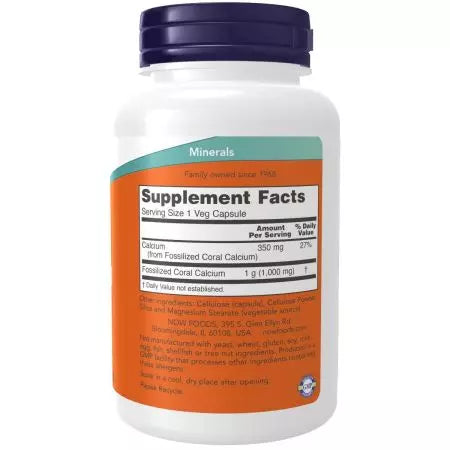 Maintenant aliments corail calcium 1 000 mg 100 capsules de légumes