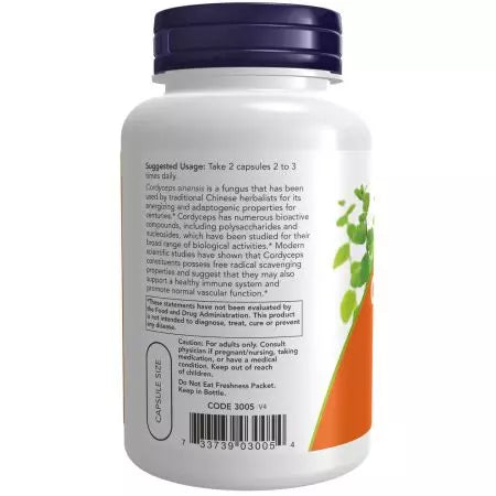 Nüüd toidud Cordyceps 750 mg 90 köögiviljakapslit