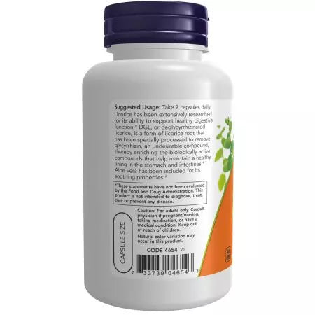 Τώρα τα τρόφιμα DGL με καψάκια Aloe Vera 100 Veg