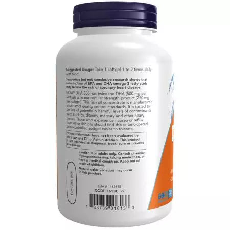 Nyní potraviny dha 500 mg 180 softgelů