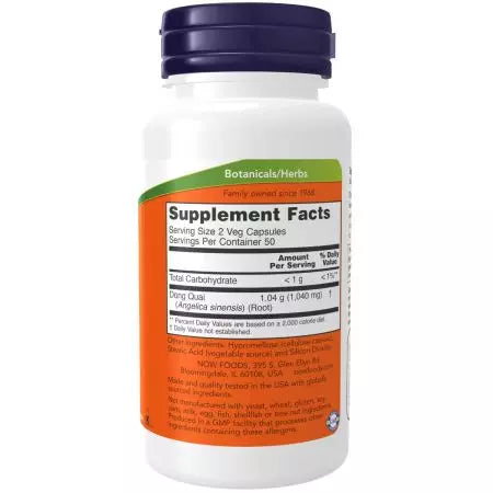 Maintenant aliments dong quai 520 mg 100 capsules de légumes