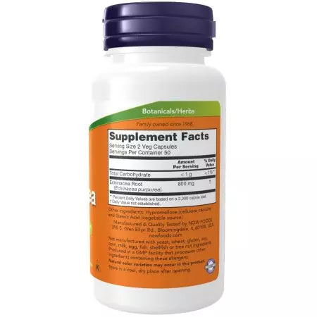 Now Foods Echinacea 400 mg 100 Veg Capsules