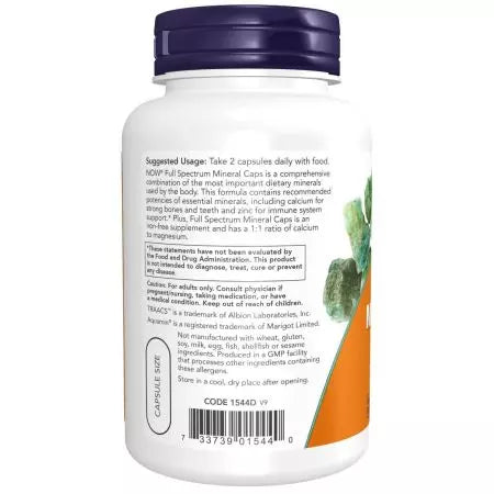 Maintenant, Caps minéraux à spectre complet des aliments 120 Veg Capsules