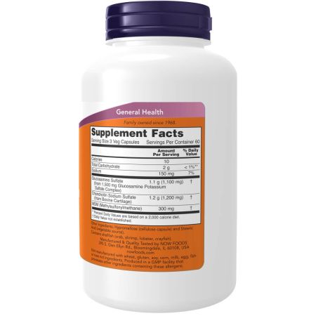 Maintenant les aliments glucosamine et chondroïtine avec des capsules MSM 180 Veg