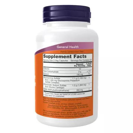 Maintenant les aliments glucosamine et chondroïtine avec des capsules MSM 90 Veg