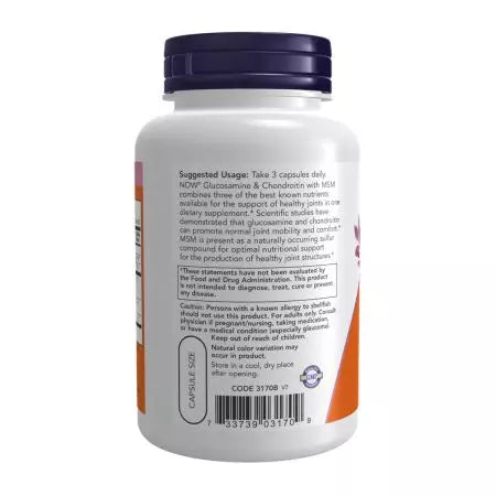 Maintenant les aliments glucosamine et chondroïtine avec des capsules MSM 90 Veg