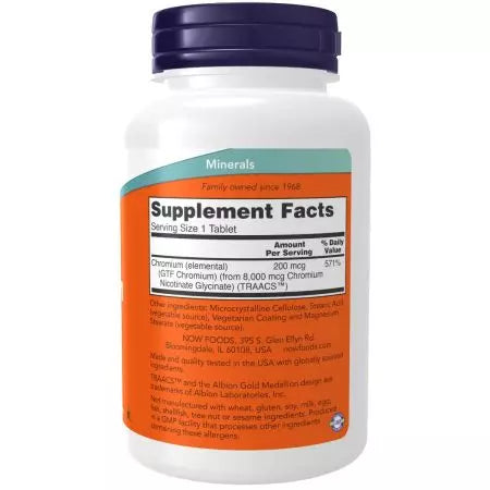 Now Foods GTF Chromium 200 mcg 250 compresse