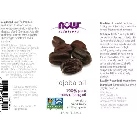 Now Foods Jojoba Oil 100% Pure Moisturizing 4oz