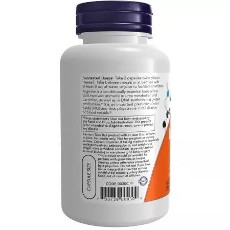 Τώρα τα τρόφιμα Larginine 500 mg 100 κάψουλες