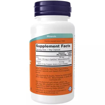 Nu fødevarer loptizinc 30 mg 100 veg -kapsler