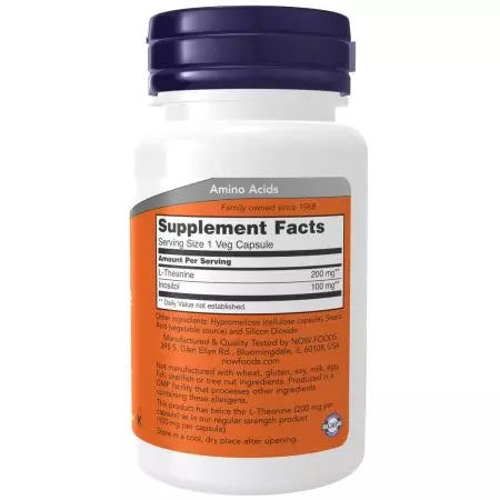 Ahora Foods Ltheanine 200 mg 60 cápsulas de vegetal