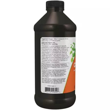 Maintenant, aliments à la chlorophylle liquide, saveur de menthe 16oz