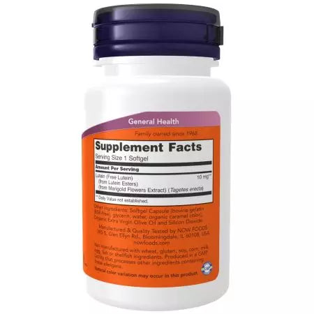 Τώρα τα τρόφιμα Lutein 10 mg 60 softgels