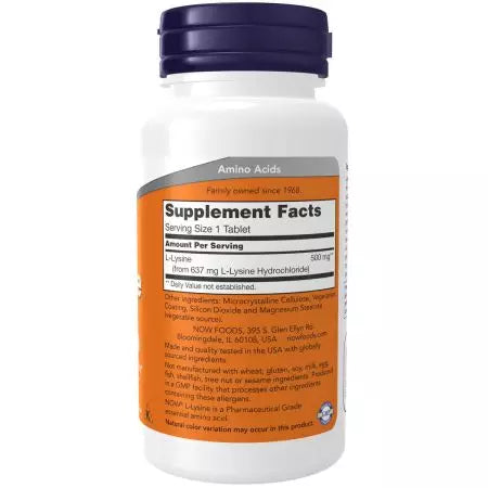 Now Foods Lysine 500mg 100 Tablets