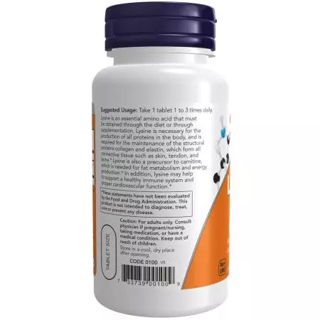 Now Foods Lysine 500mg 100 Tablets