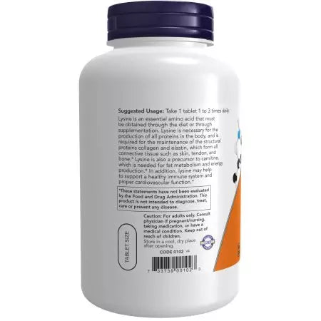 Τώρα τα τρόφιμα Lysine 500mg 250 δισκία