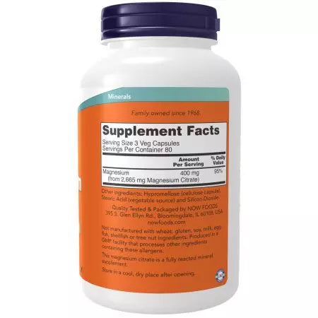 Now Foods Magnesium Citrate 240 Veg Capsules