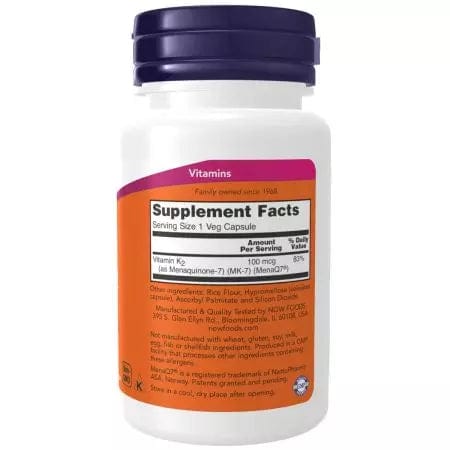 Now Foods MK7 Vitamin K2 100 mcg 60 Veg Capsules