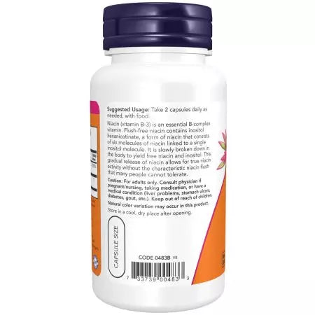 Nu mat niacin (vitamin B3) 250 mg spolning 90 vegkapslar