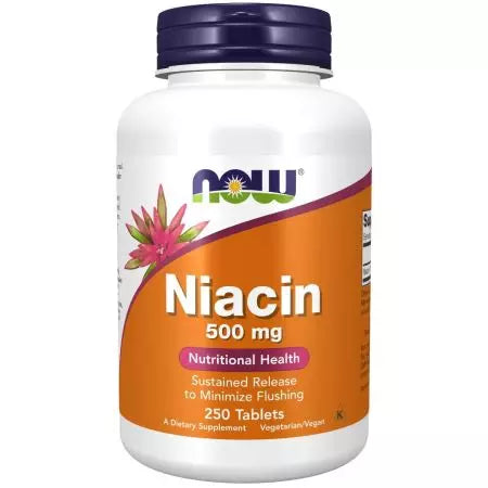 Nüüd toidu niatsiin (B3 -vitamiin) 500 mg püsiv vabastamine 250 tabletti