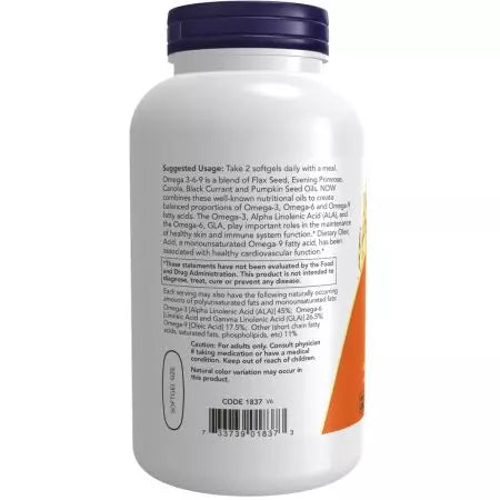 Τώρα τα τρόφιμα ωμέγα 369 1000 mg 250 softgels