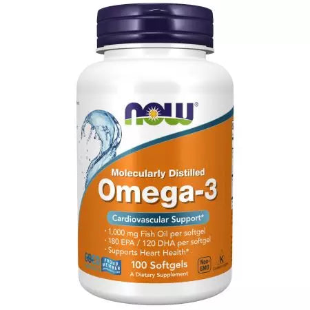 Now Foods Omega3 Fish Oil, 100 Molecularly Distilled Softgels