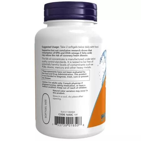 Now Foods Omega3 Fish Oil, 100 Molecularly Distilled Softgels