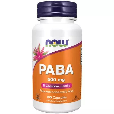 Τώρα τα τρόφιμα PABA (Paraaminobenzoic Acid) 500 mg 100 κάψουλες